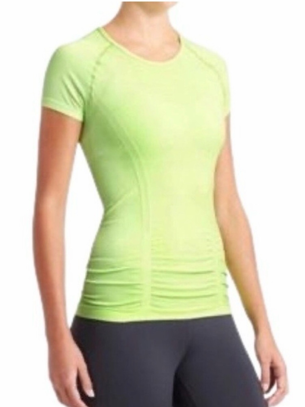 Athleta Fastest Track Lime Green Workout Top Size Large VGUC
